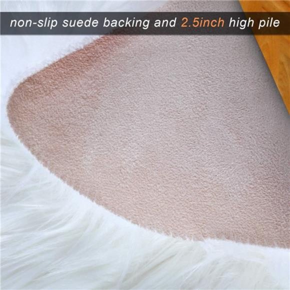 20 x 20 inch Round Fluffy Rug Faux Fur Round Rug Shaggy Floor Area Carpet - Picture 4 of 8